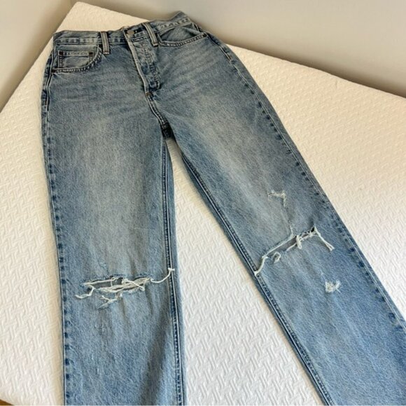 Aritzia Jodi High Rise Loose Jeans 29l waist 24 light blue loose wide leg denim - Picture 3 of 16